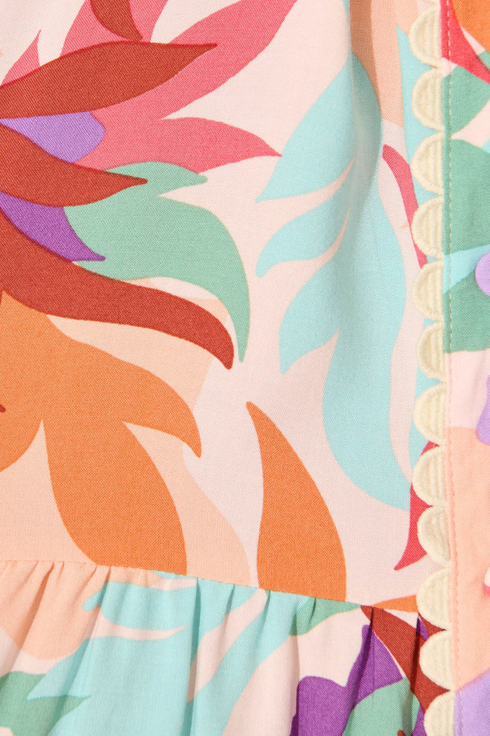 Cali Shirt Dress In Bright Multi Floral - fabric