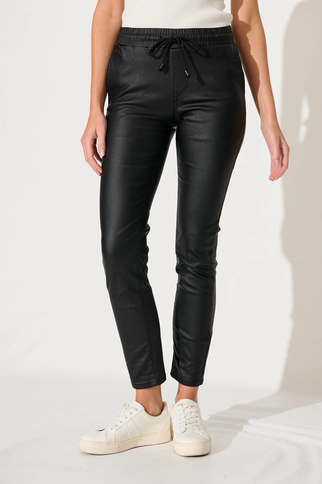 Wet look jogger pant discount