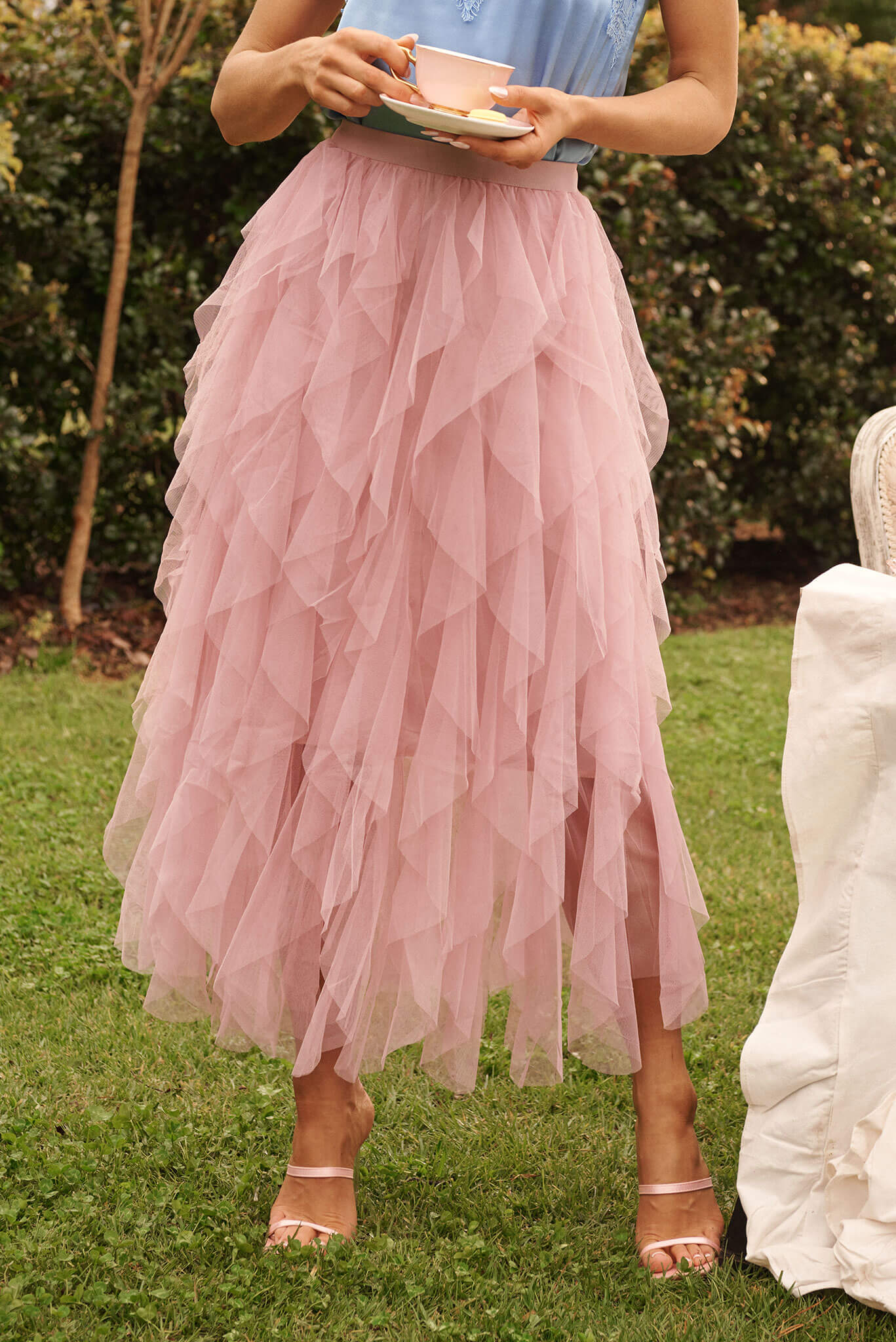 Maxi Skirt Tulle Skirt Glitter Dusty Lavender LaDivine CD0217 Long