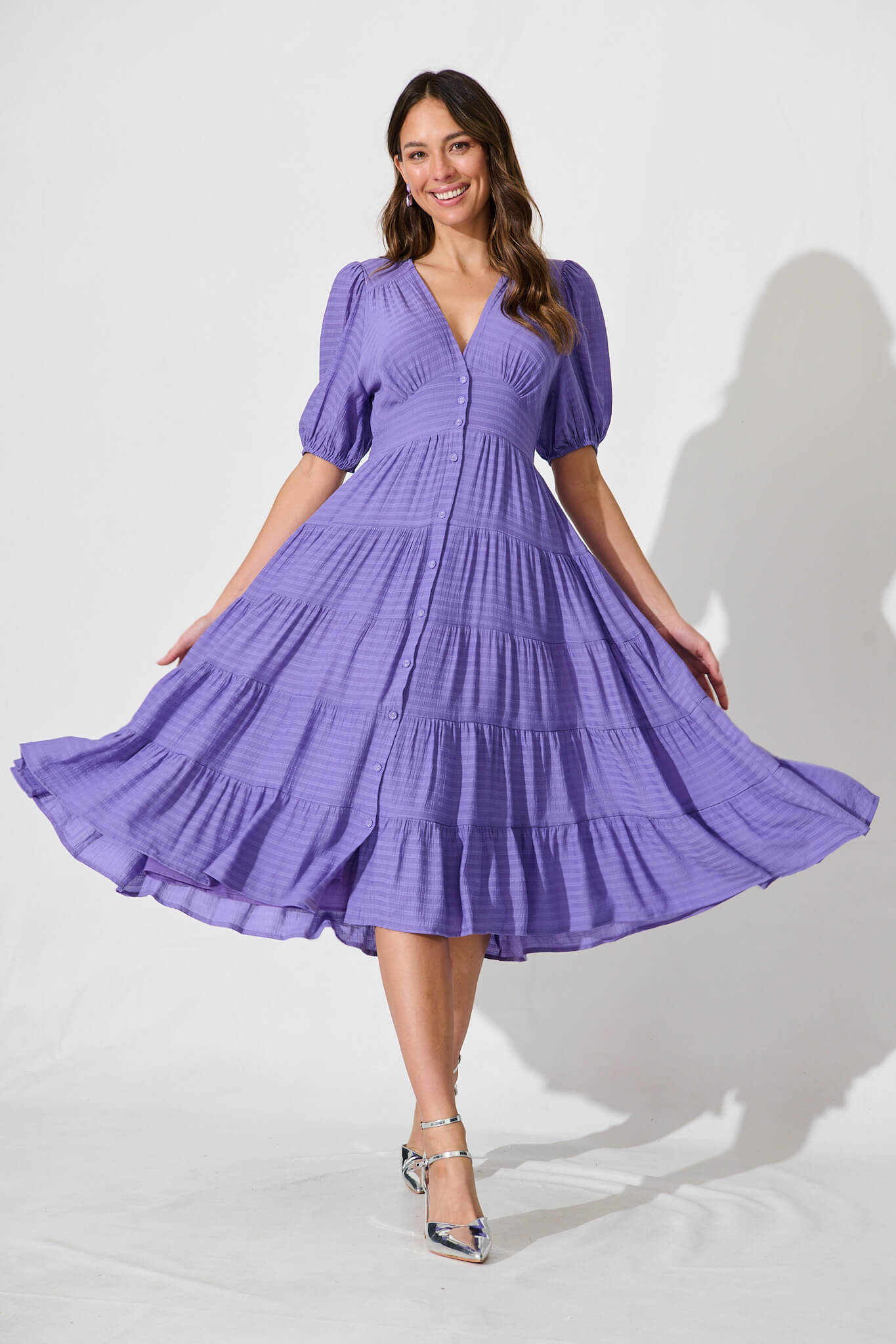 Modica Midi Dress In Purple St Frock Modica Midi Dress In Purple St Frock