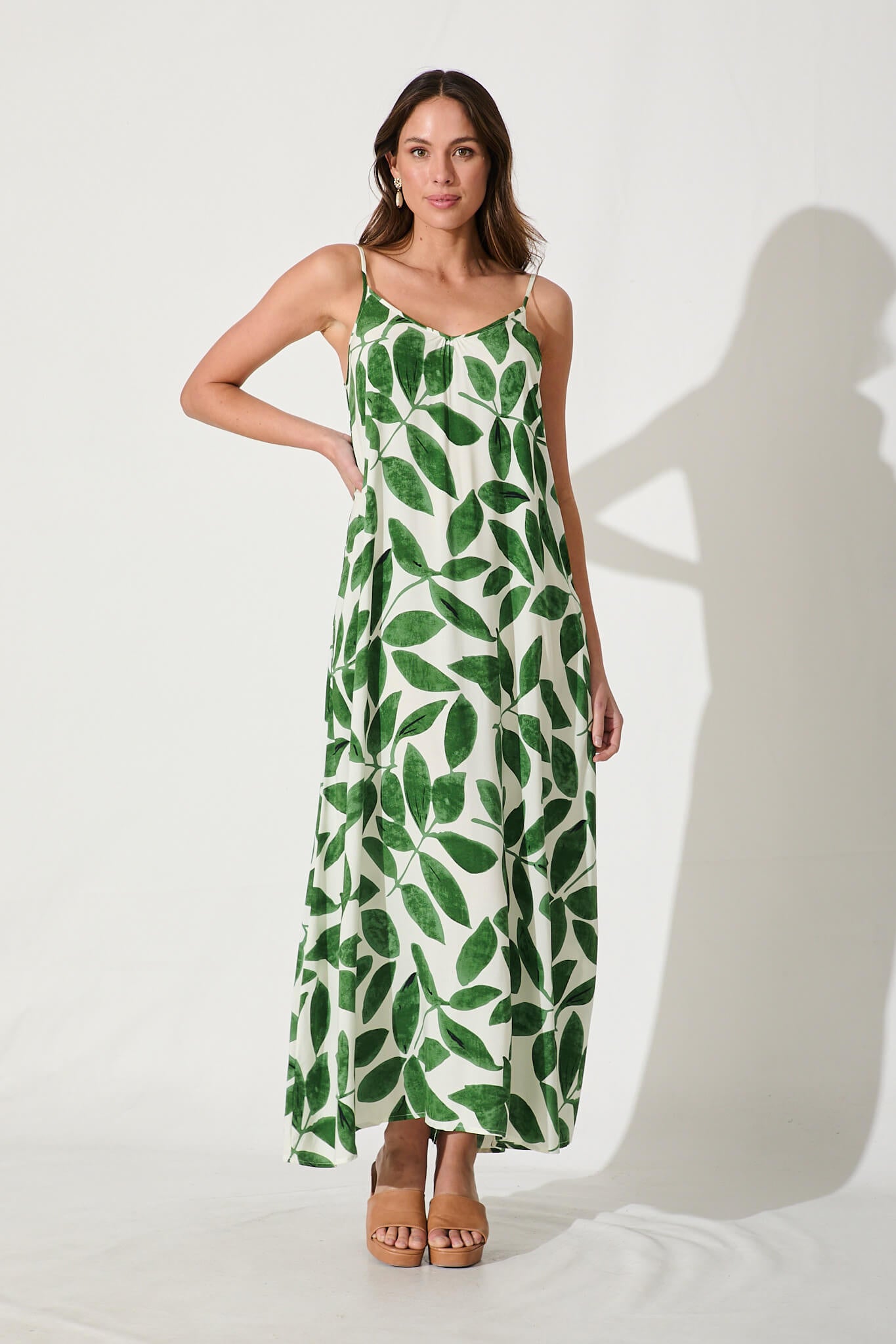 St Frock Green Leafy Dress No Scrubs Maxi Dress In Cream With Green Leaf Print St Frock St Frock Green Leafy Dress No Scrubs Maxi Dress In Cream With Green Leaf Print St Frock