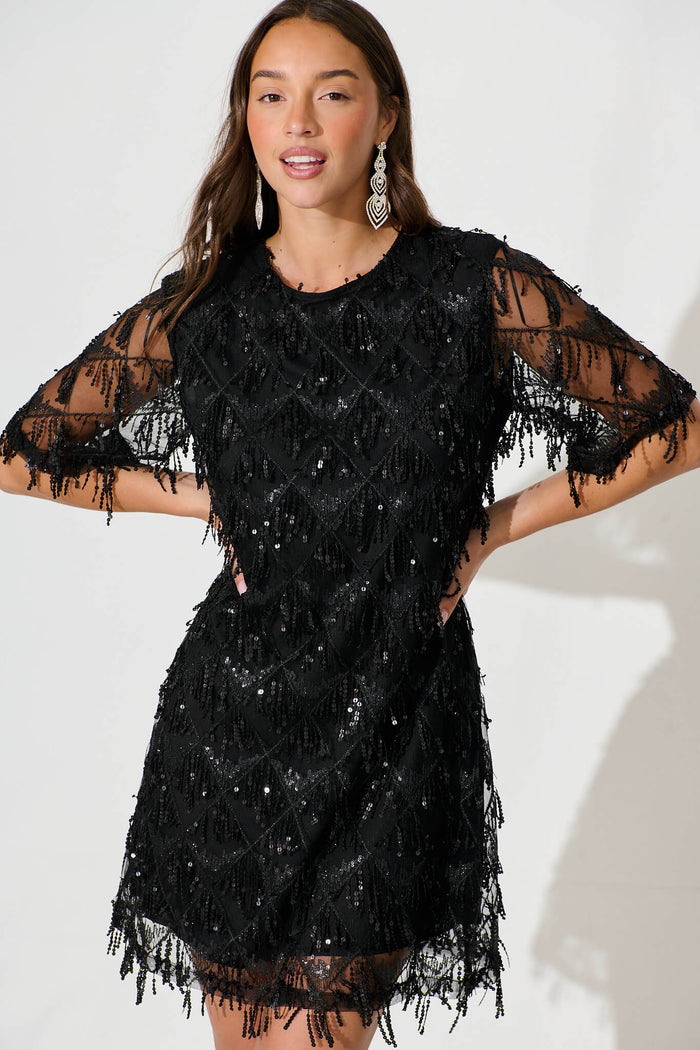 Lorenart Fringed Sequin Dress Zara See Me Dress In Black Sequin St Frock Lorenart Fringed Sequin Dress Zara See Me Dress In Black Sequin St Frock