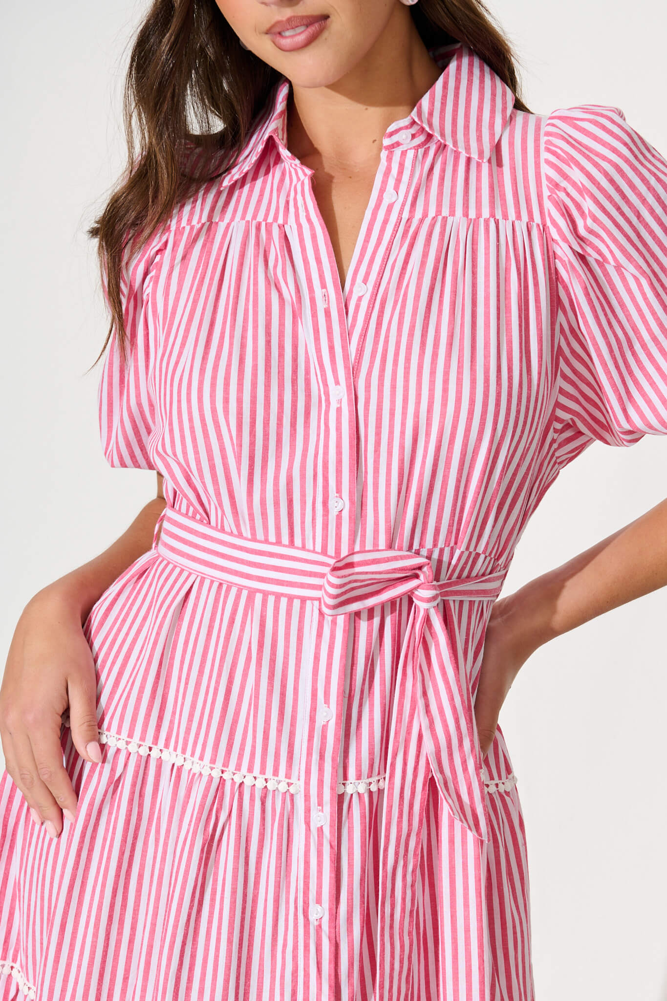 pink striped shirt dress Style & Grace and more Riverina Midi Shirt Dress in