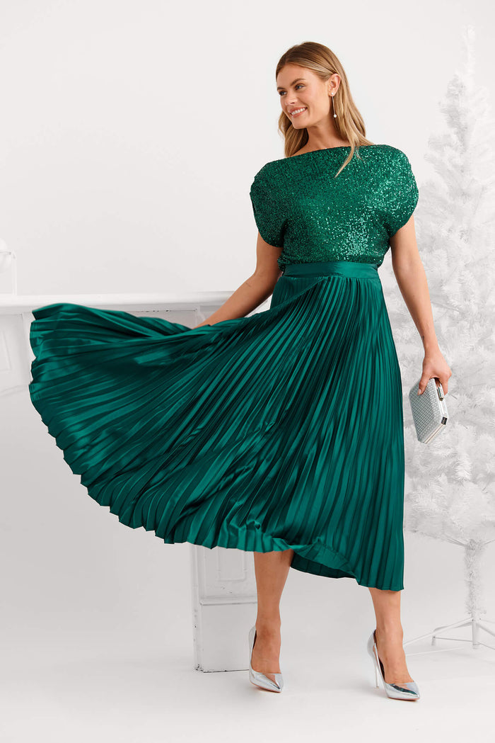 Emerald Green Pleated Dress Australia Allison Midi Pleat Skirt In Emerald Satin St Frock Emerald Green Pleated Dress Australia Allison Midi Pleat Skirt In Emerald Satin St Frock