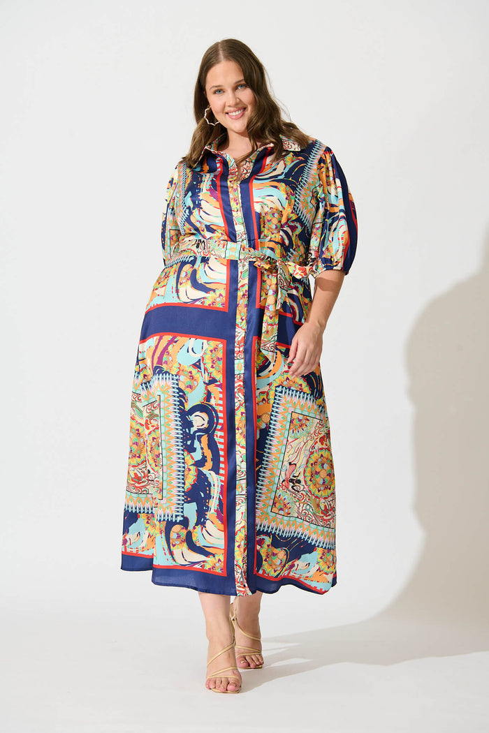 gabriella satin maxi shirt dress Vestido Gabriella Satin Maxi Shirt - Cobre
