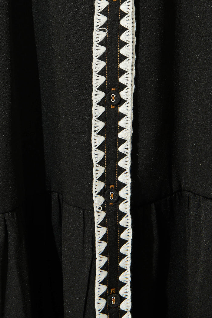 Aurora Midi Shirt Dress In Black With White Contrast Stitch St Frock Aurora Midi Shirt Dress In Black With White Contrast Stitch St Frock