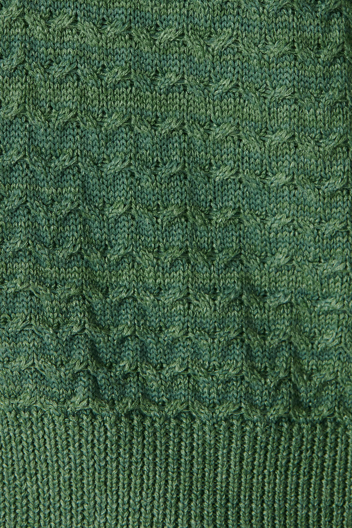 Jenisha Knit Cardigan in Green Cotton Blend - fabric