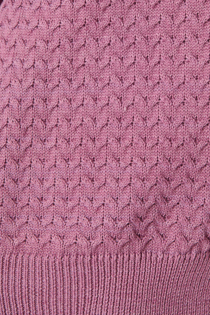 Jenisha Knit Cardigan in Lilac Cotton Blend - fabric