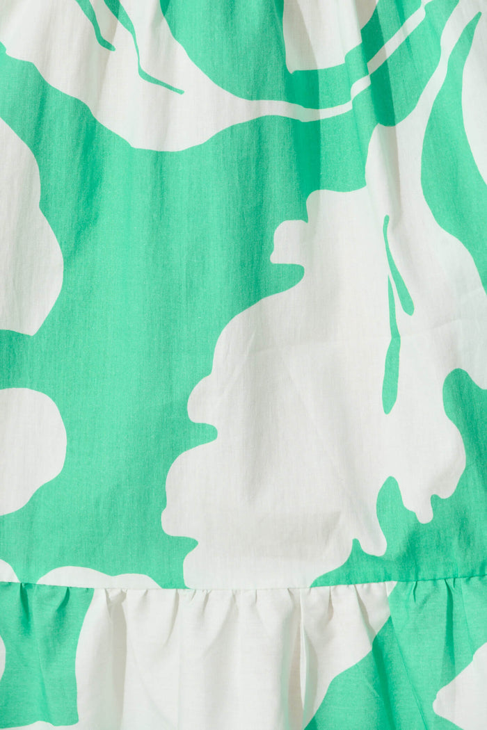 Quinlan Dress in Green Print Cotton - fabric