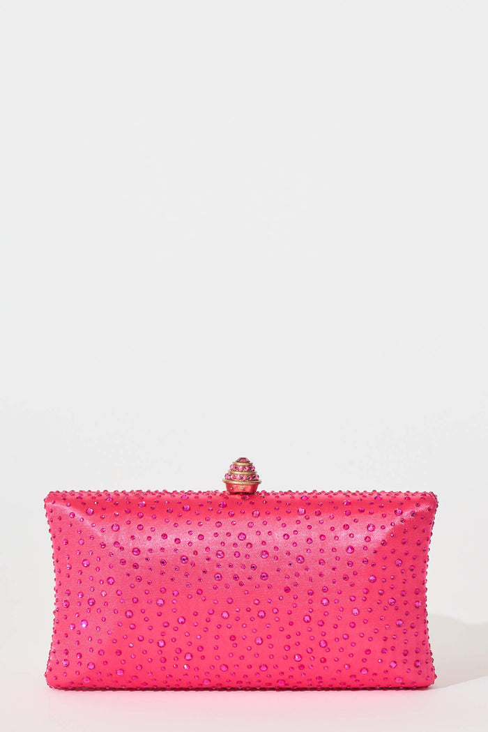 Sonia Clutch Bag in Pink Diamante front