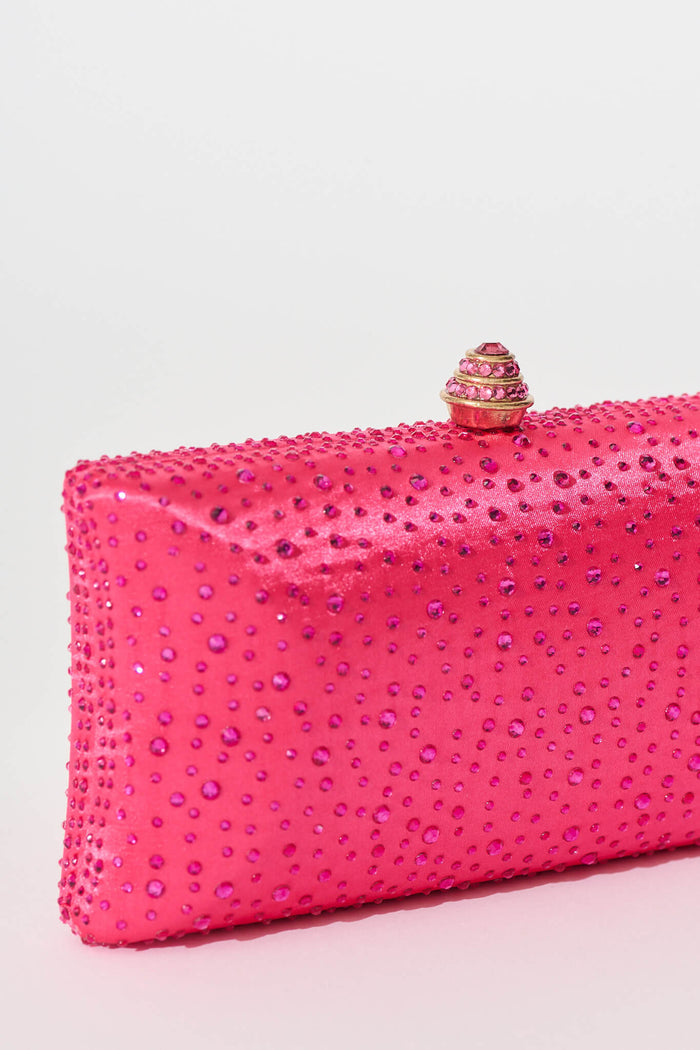 Sonia Clutch Bag in Pink Diamante detail
