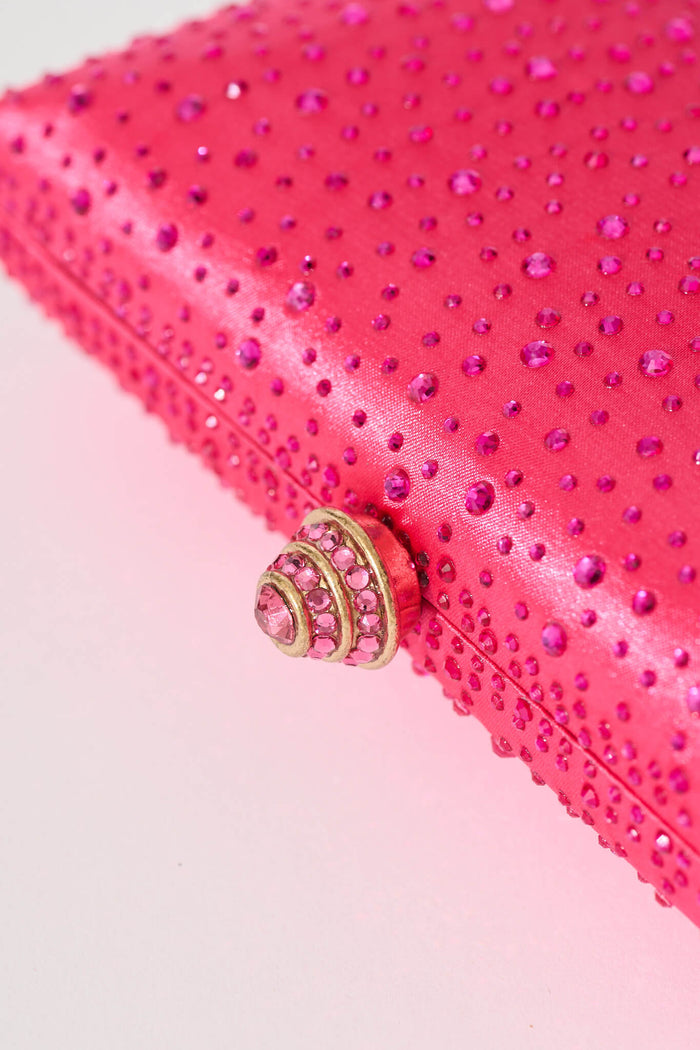Sonia Clutch Bag in Pink Diamante detail crop