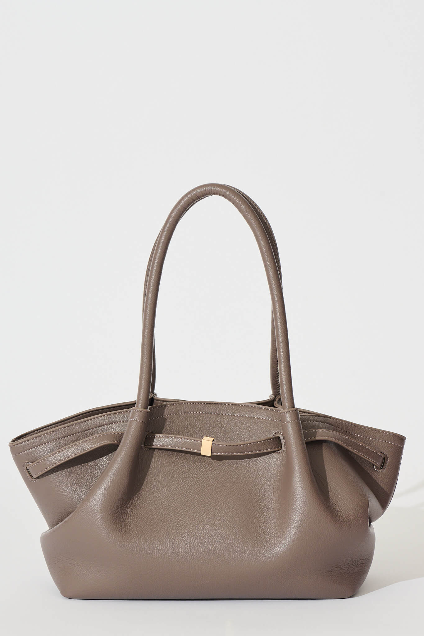 Yuna Tote Bag in Taupe Pebble Faux Leather front