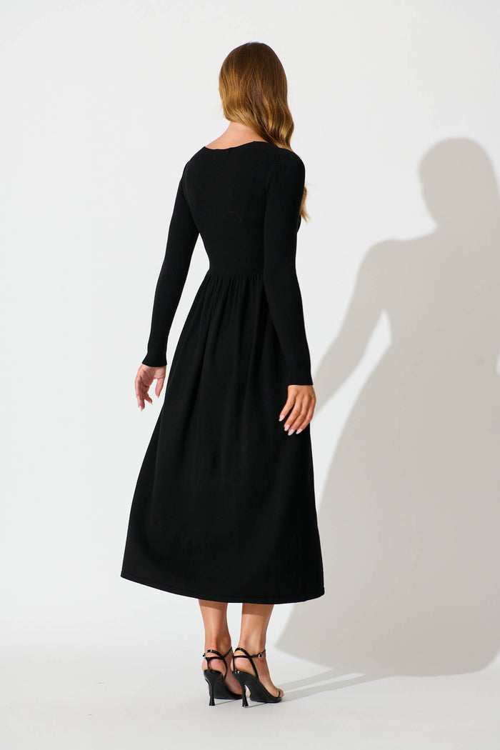 Dove Midi Knit Dress in Black back
