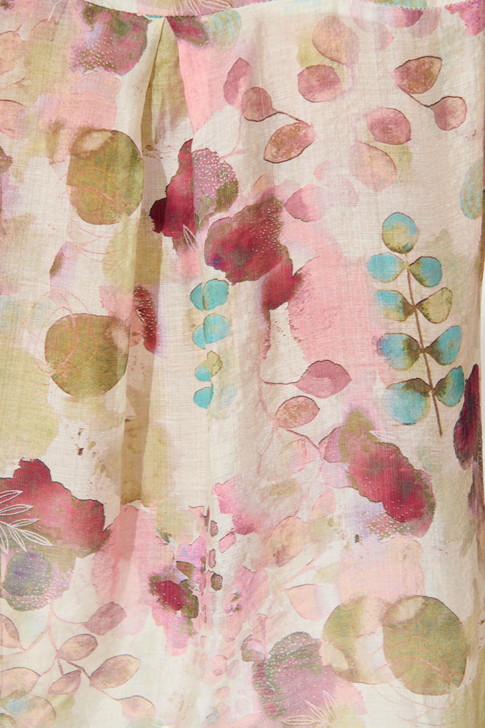 Estelle Shirt in Sage with Blush Watercolour fabric