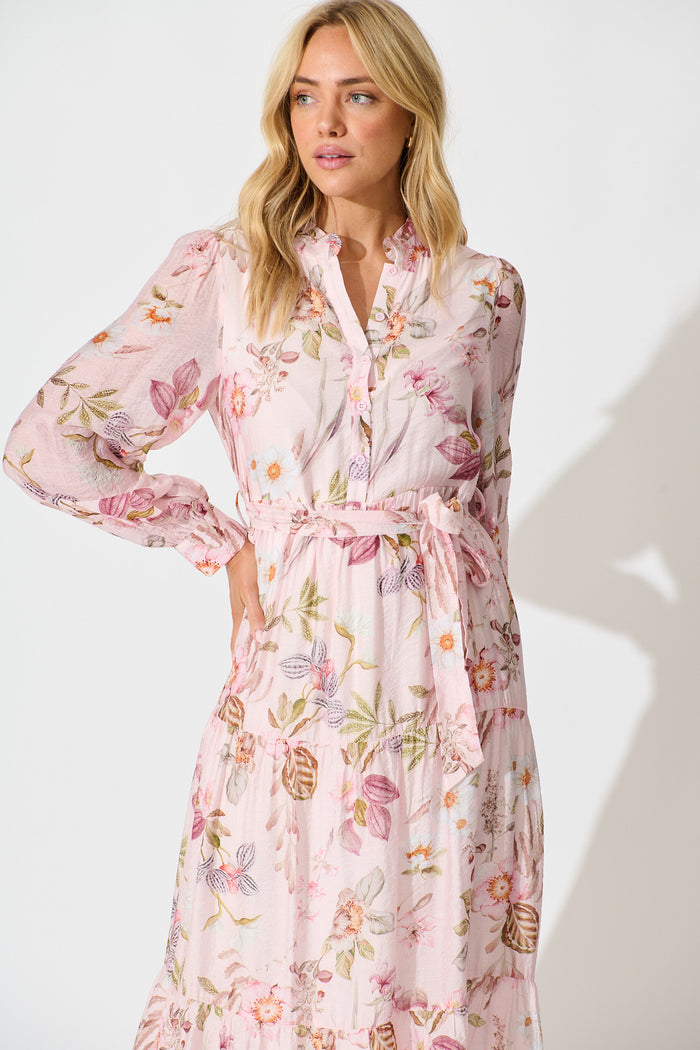 Whisper Maxi Dress in Pink Floral front