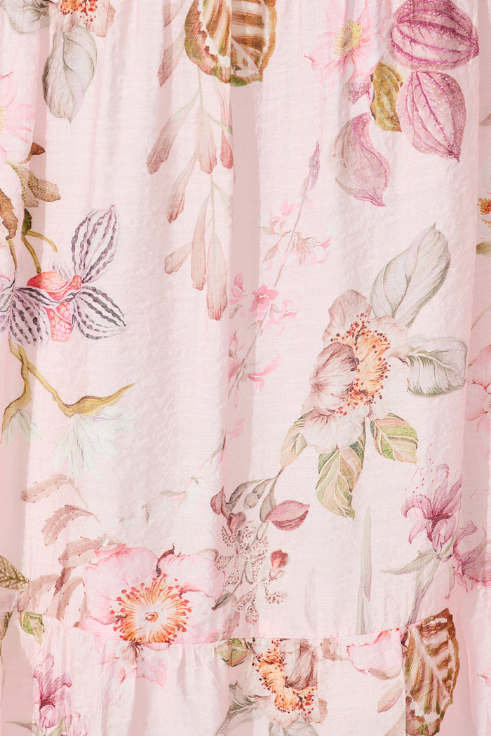Whisper Maxi Dress in Pink Floral fabric