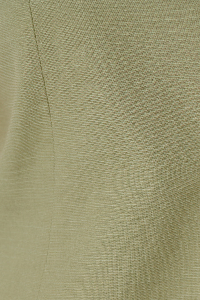 Elira Vest In Khaki Linen Blend fabric