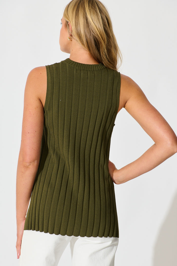Solange Knit Top in Khaki back