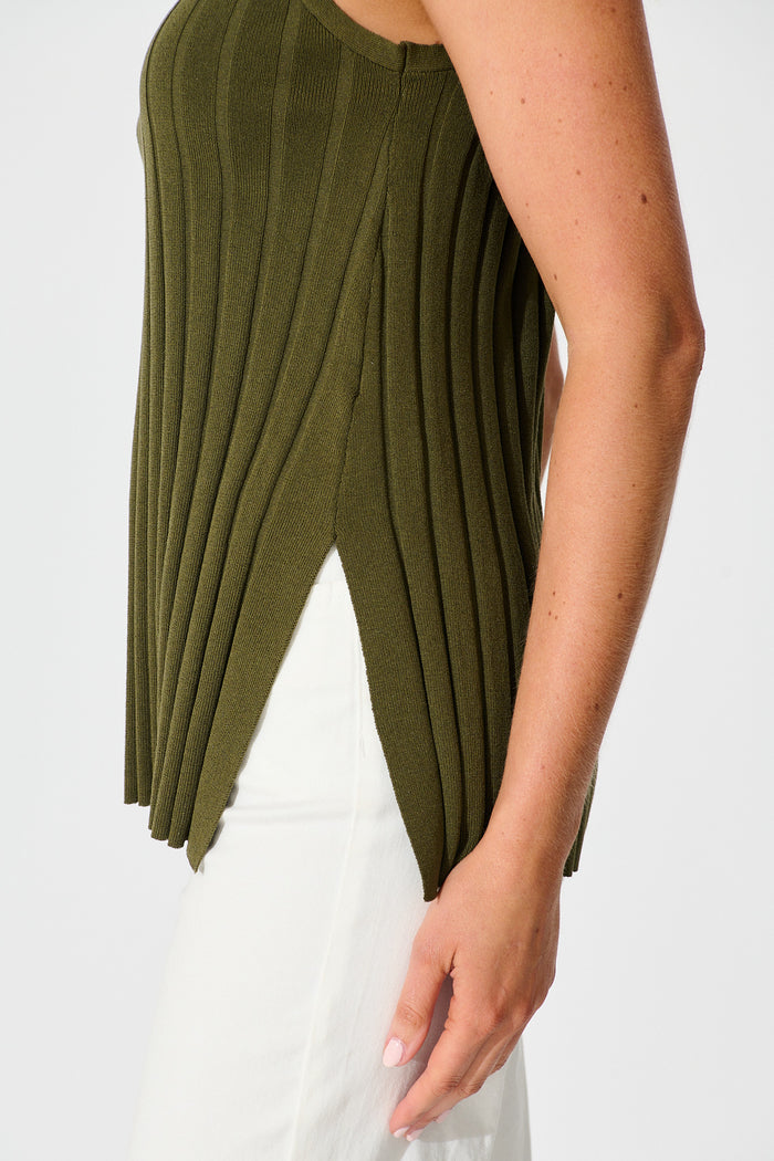 Solange Knit Top in Khaki detail