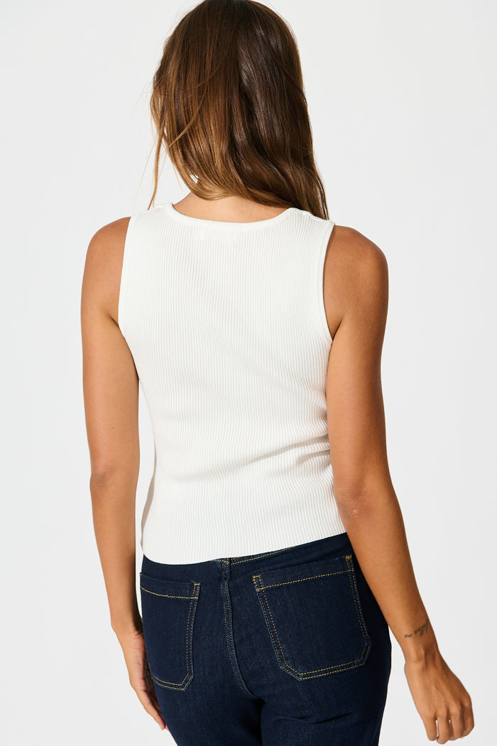 Radiant Tank Top in White Cotton Blend back