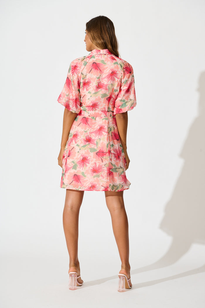 Jayla Shirt Dress in Tangerine Floral back