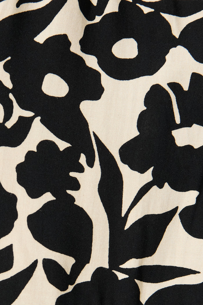 Rumours Midi Shirt Dress in Black with Cream Floral fabric