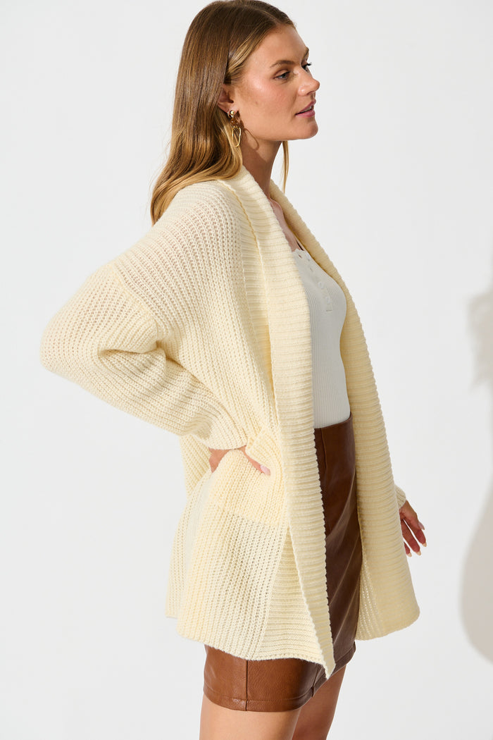 Adina Knit Cardigan In Cream Wool Blend side