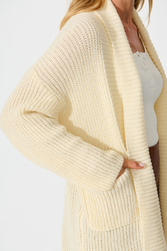 Adina Knit Cardigan In Cream Wool Blend detail