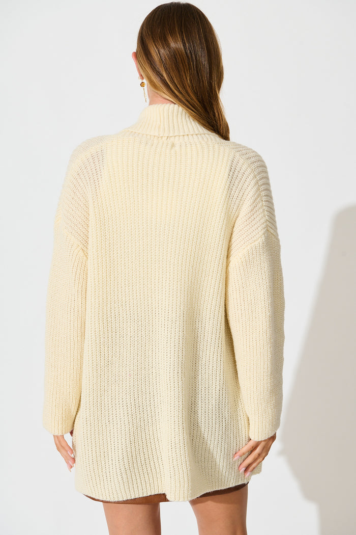 Adina Knit Cardigan In Cream Wool Blend back