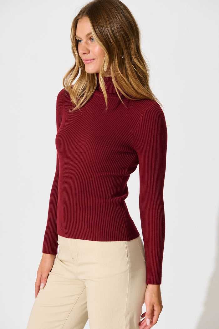 Bernice Knit Top in Wine side