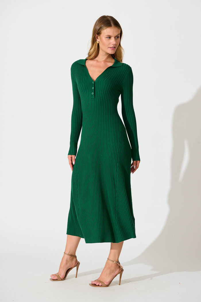 Centrepiece Midi Knit Dress in Green St Frock Centrepiece Midi Knit Dress in Green St Frock