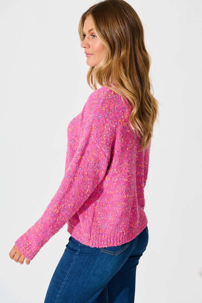 Emilia Knit in Pink Multi Wool Blend side