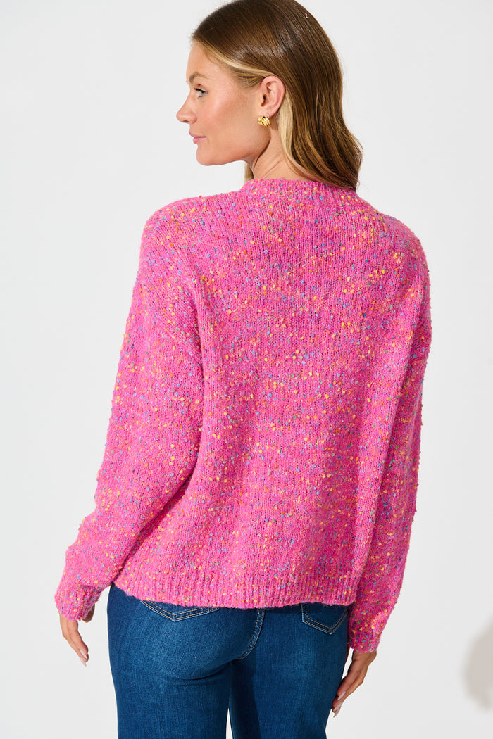 Emilia Knit in Pink Multi Wool Blend back