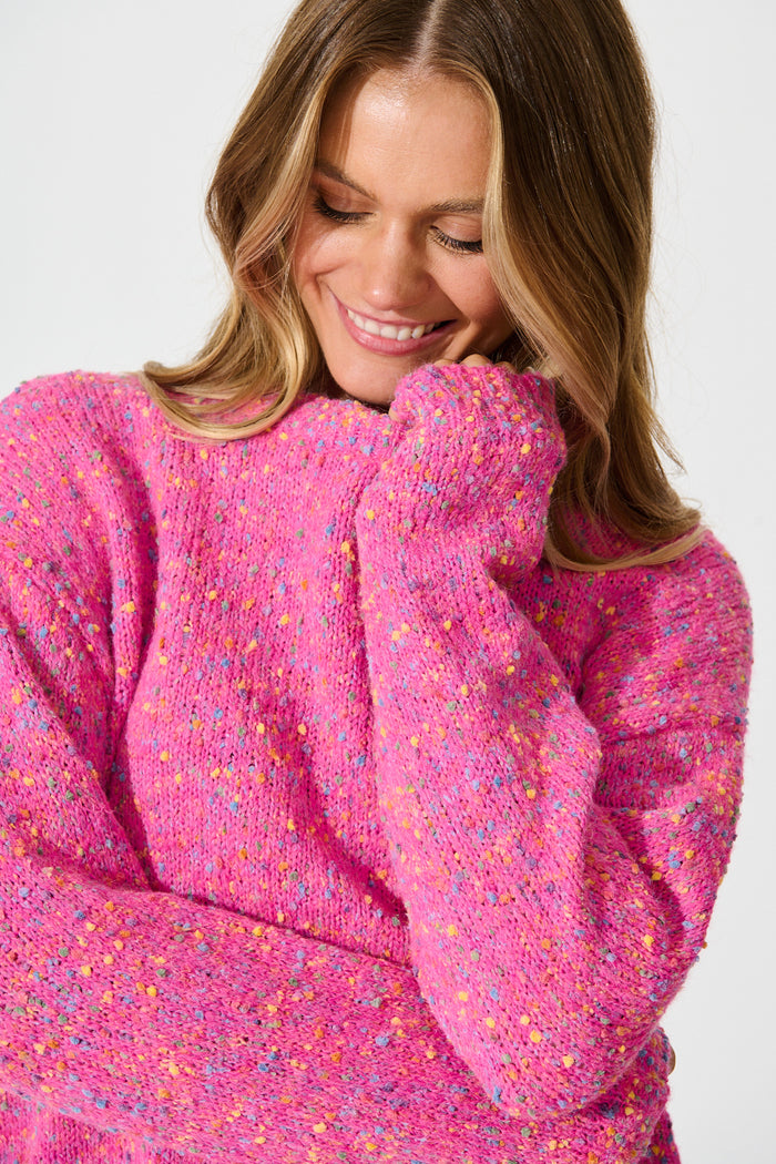 Emilia Knit in Pink Multi Wool Blend detail