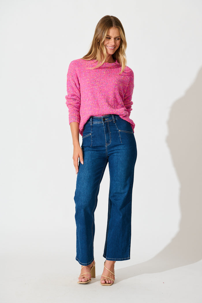 Emilia Knit in Pink Multi Wool Blend full length