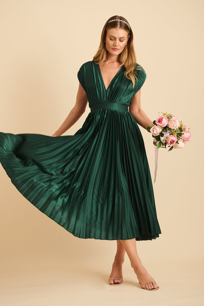 Anetta Midi Dress Emerald Bridesmaid & Occasion Dress | St Frock Anetta Midi Dress Emerald Bridesmaid & Occasion Dress | St Frock