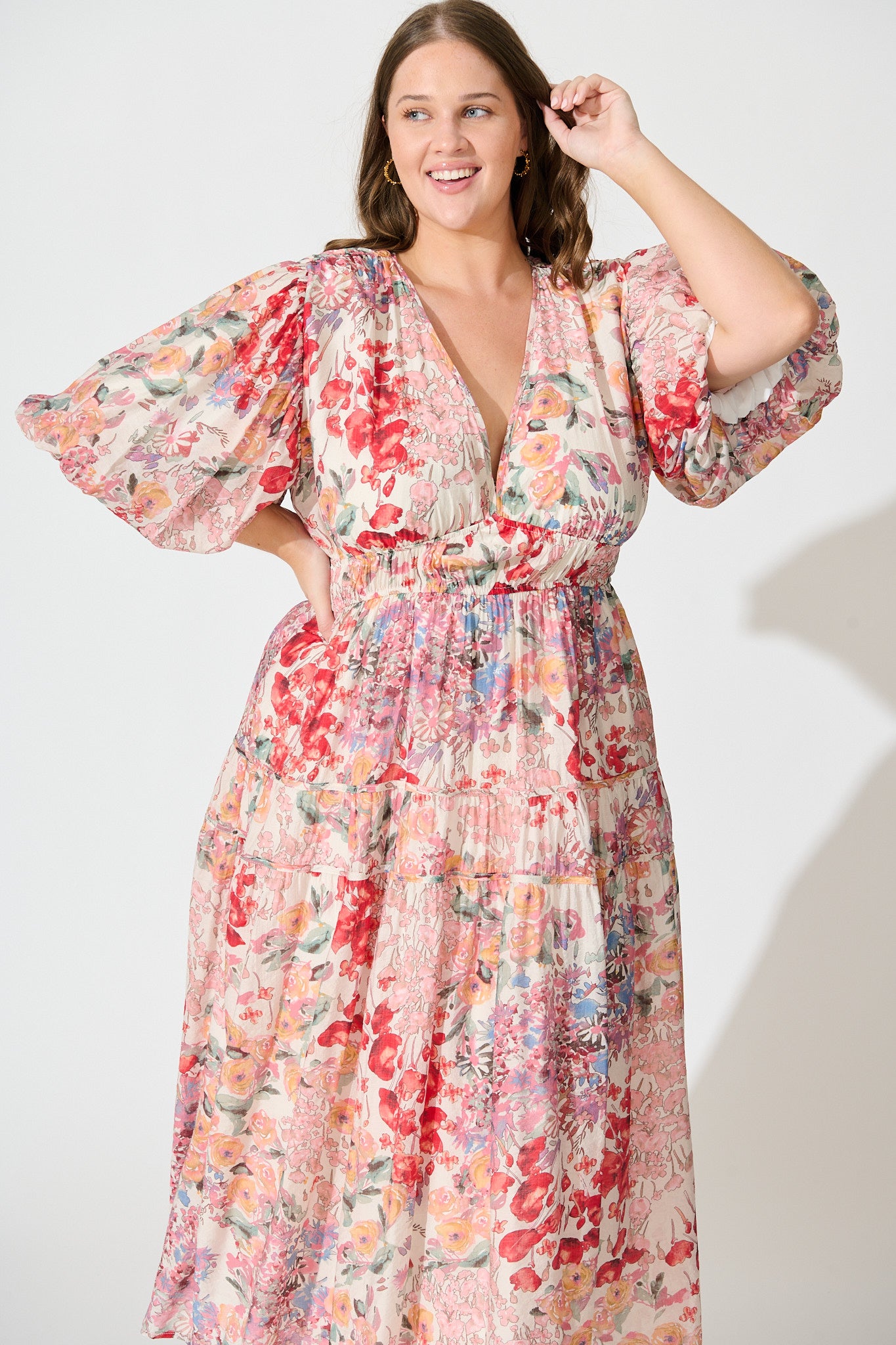 Amalie Midi Dress In Blush Multi Floral – St Frock
