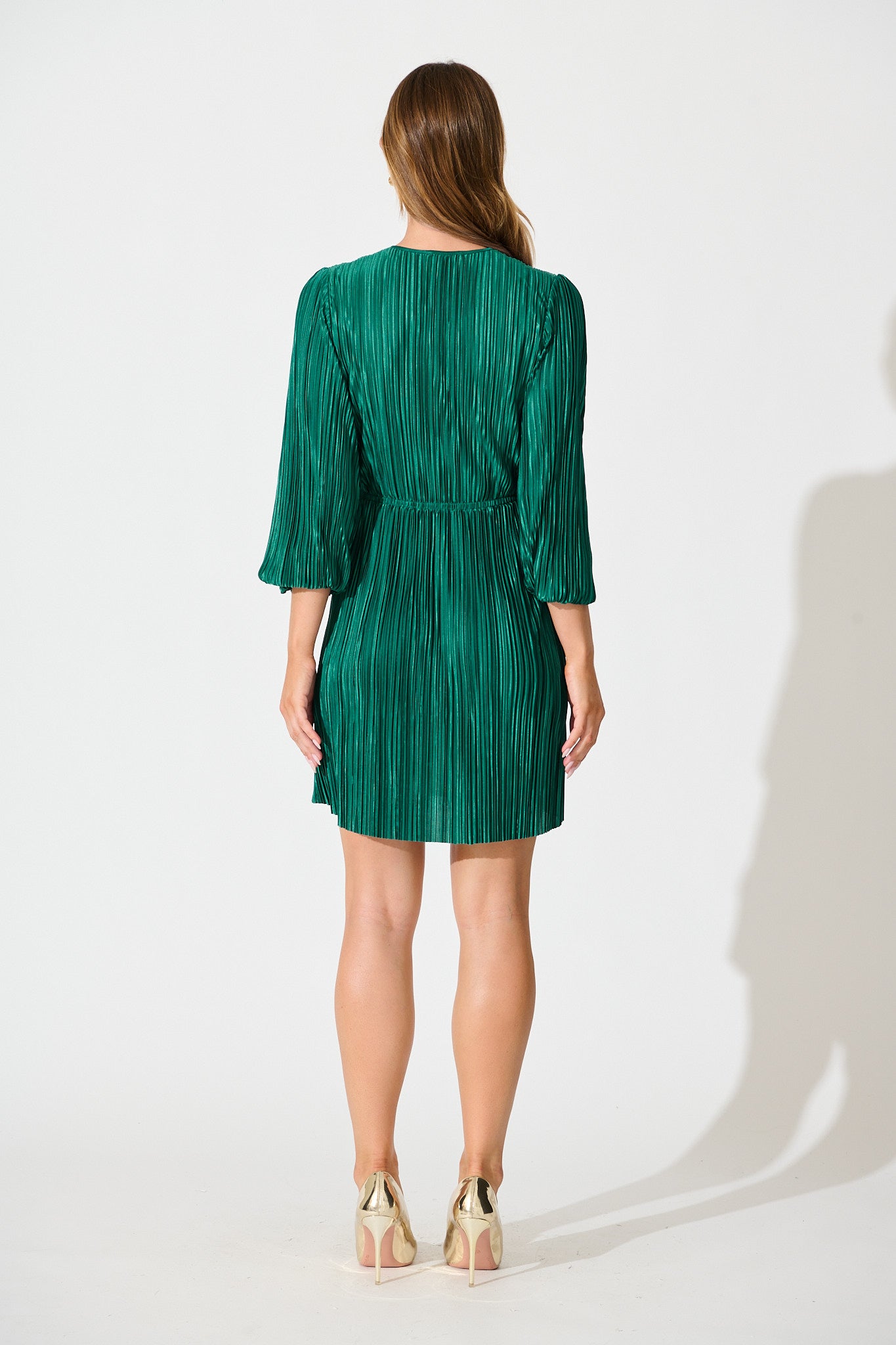 Belle Dress in Dark Green Plisse St Frock Belle Dress in Dark Green Plisse St Frock