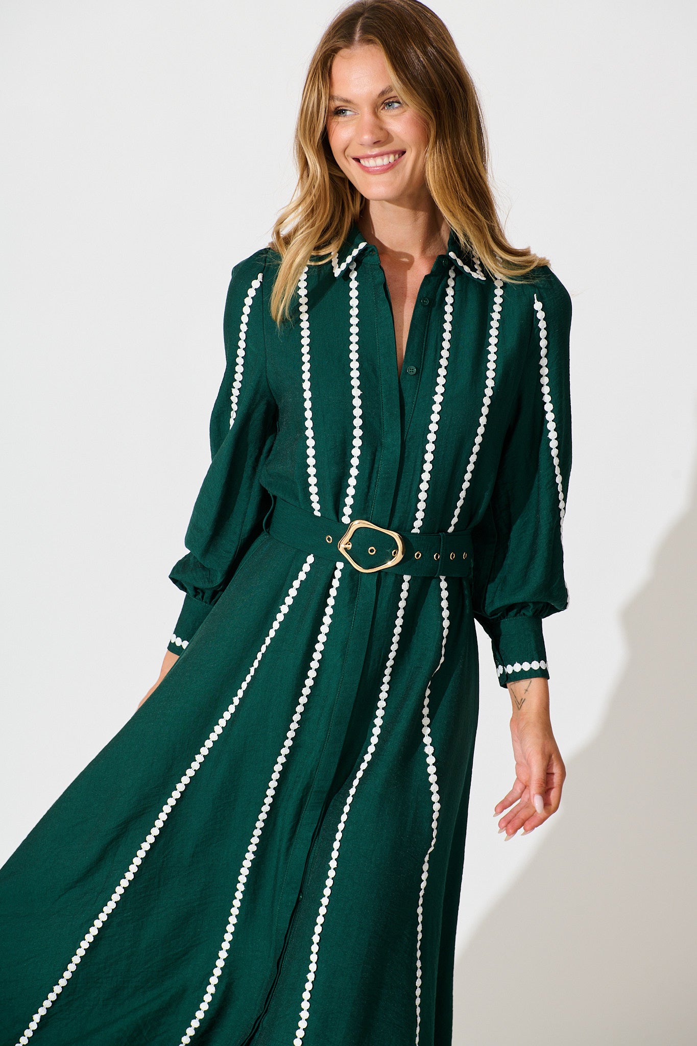 Lovingly Maxi Shirt Dress In Emerald Green – St Frock