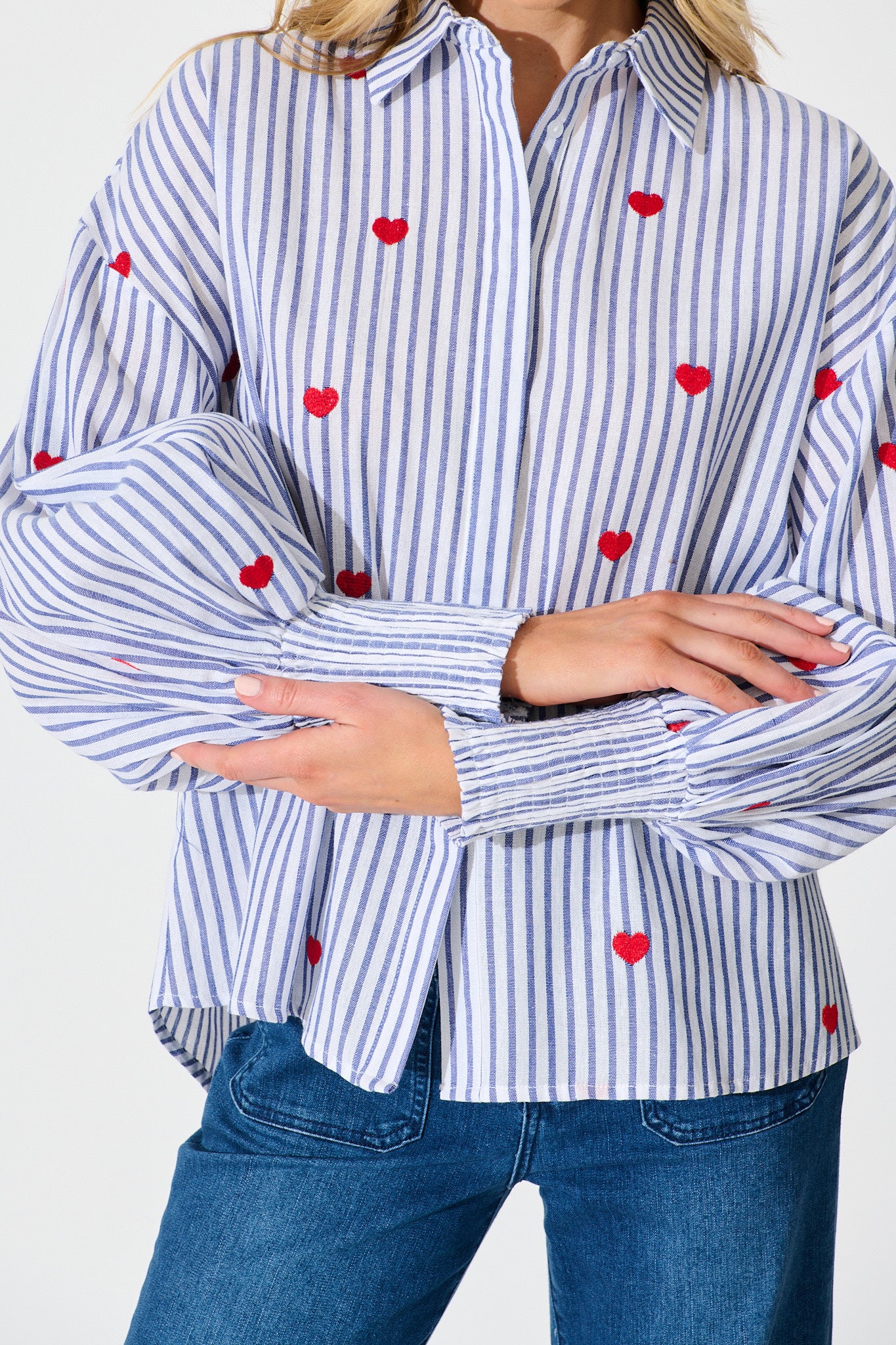 heart dress shirt Hand embroidered hearts Shirt