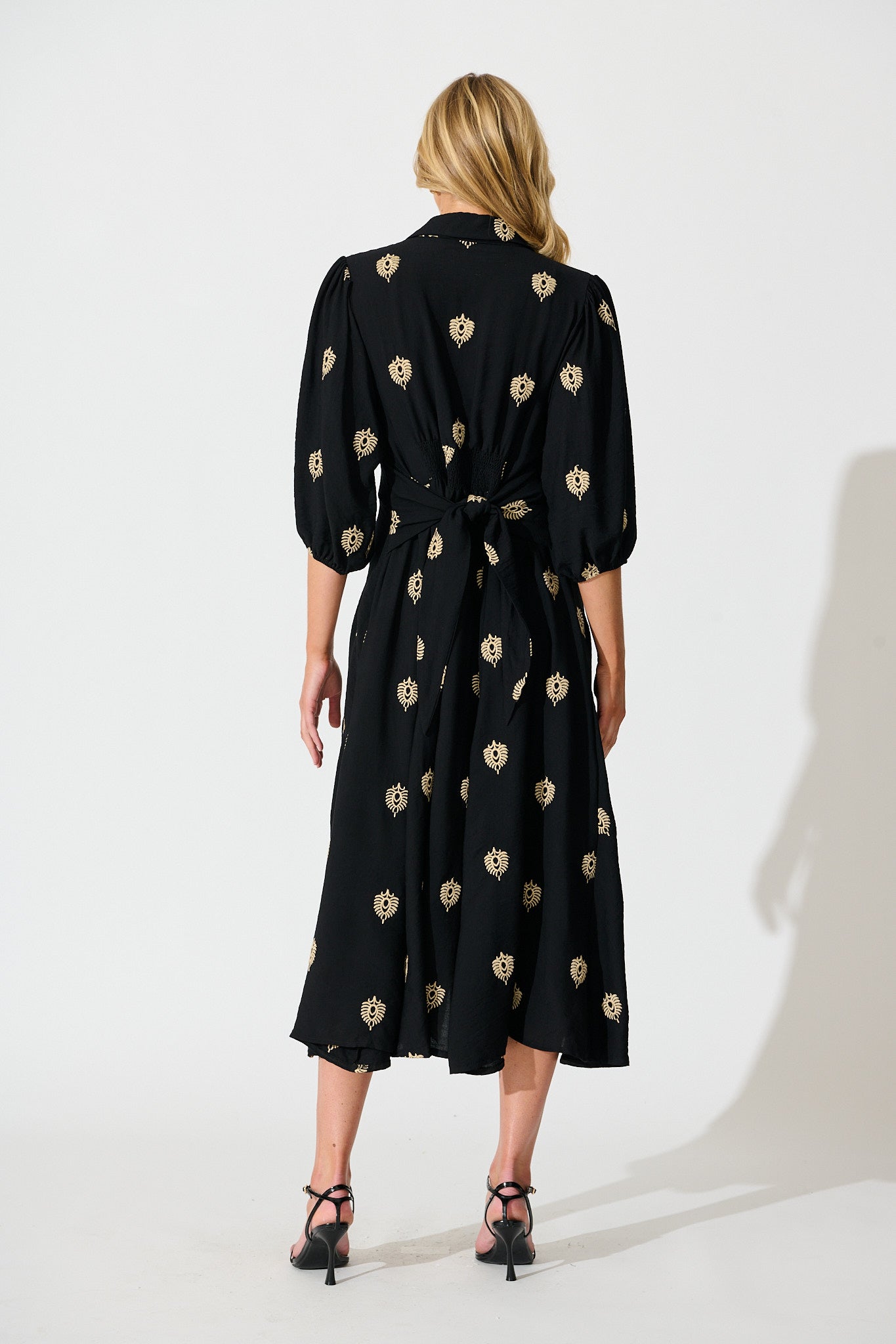 Peggy Maxi Shirt Dress in Black Embroidery St Frock Peggy Maxi Shirt Dress in Black Embroidery St Frock