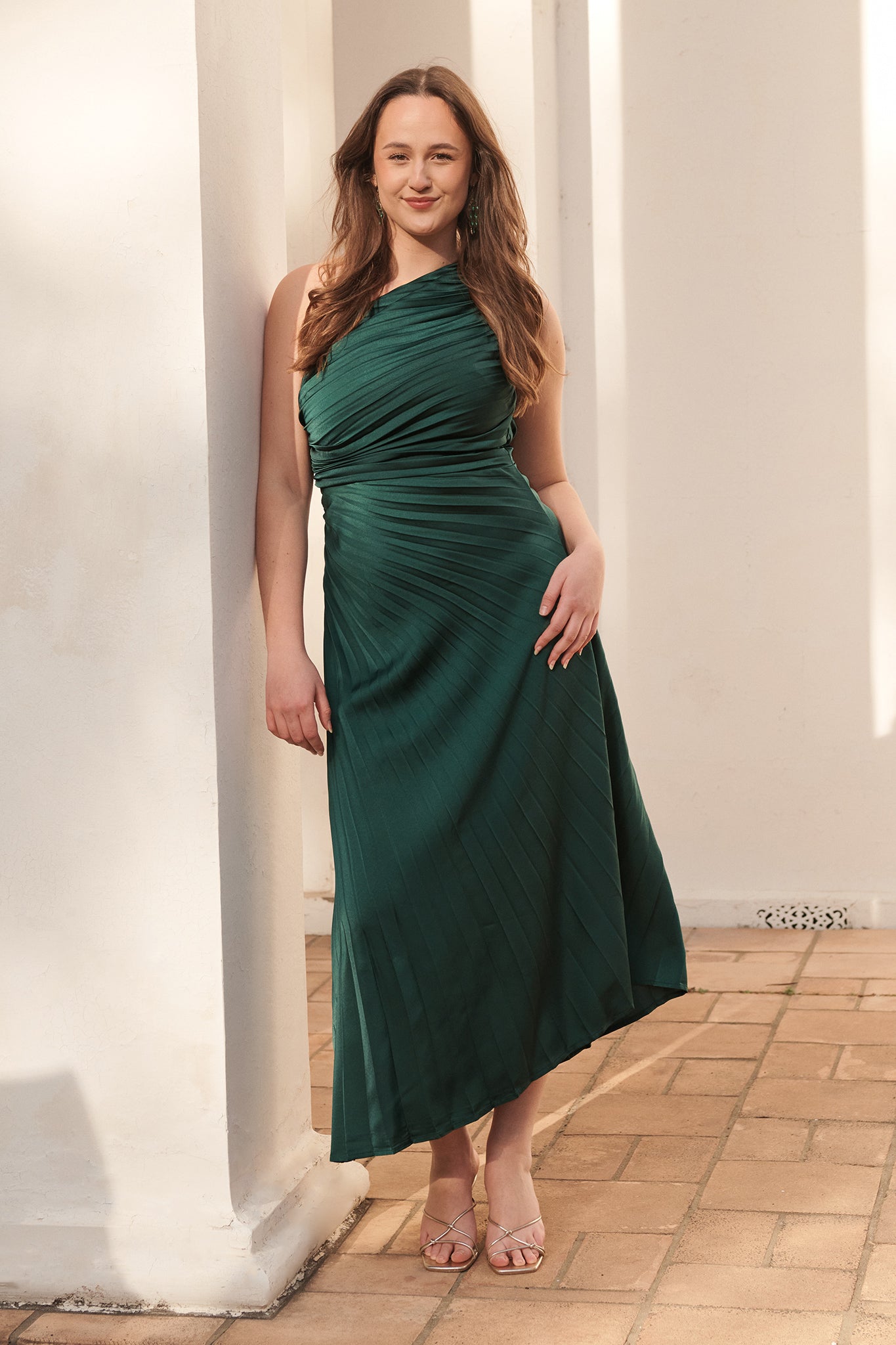 Toulon One Shoulder Maxi Dress | Pleated Satin Occasion Gown St Frock Toulon One Shoulder Maxi Dress | Pleated Satin Occasion Gown St Frock