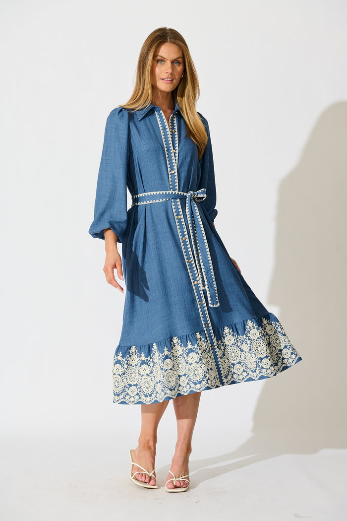 chambray midi shirt dress chambray shirt dress Faherty Tried and True Chambray Midi Shirtdress -parroquiadesanalbertomagno.com