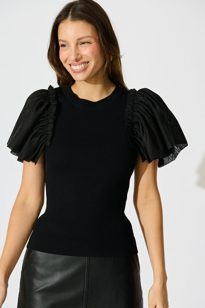 Fly Away Knit Top in Black