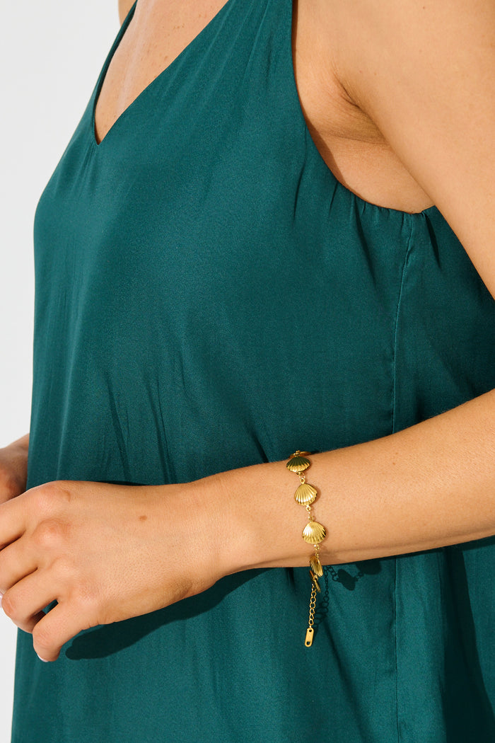 Avalon Shell Bracelet in 18K Gold Plated on model side