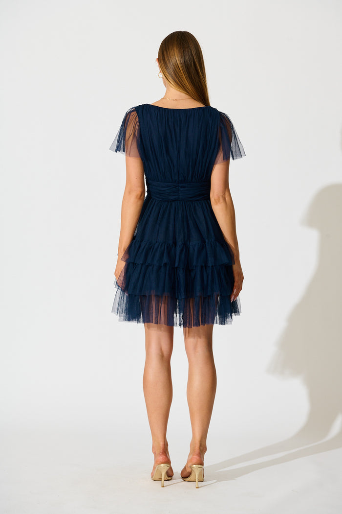 Air and Grace Dress in Navy Tulle back
