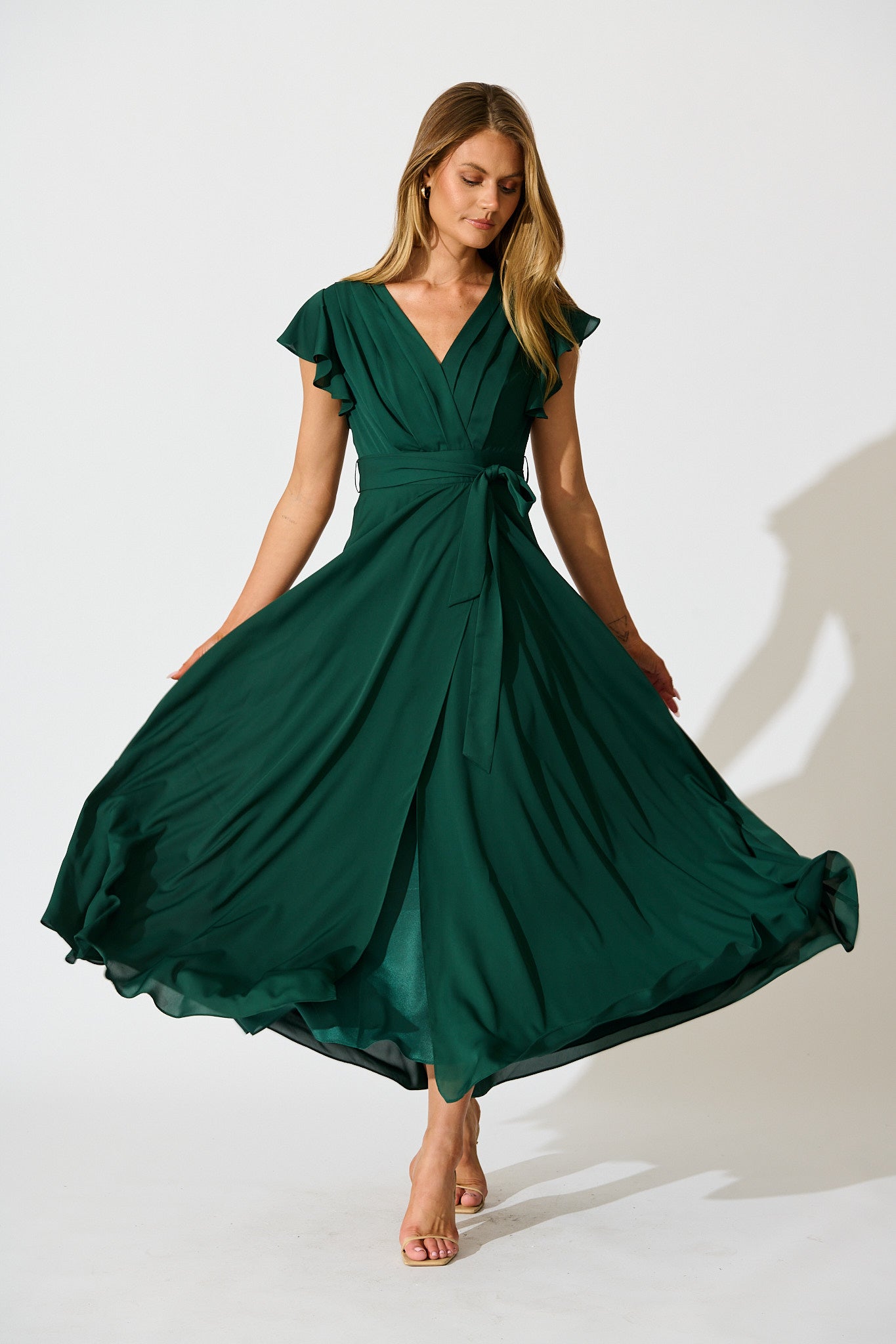 Wynter Chiffon Dress | Pleated V-Neck Maxi for Occasions St Frock Wynter Chiffon Dress | Pleated V-Neck Maxi for Occasions St Frock