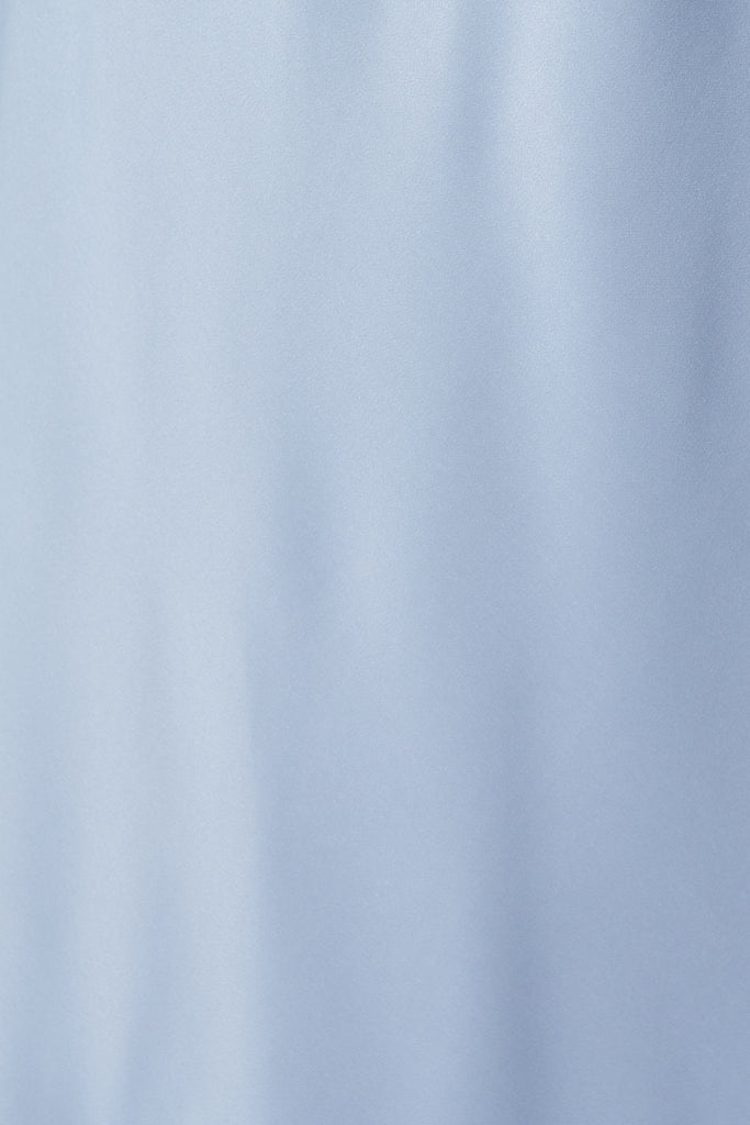 Forever And Always Maxi Off Shoulder Dress in Ice Blue Satin fabric