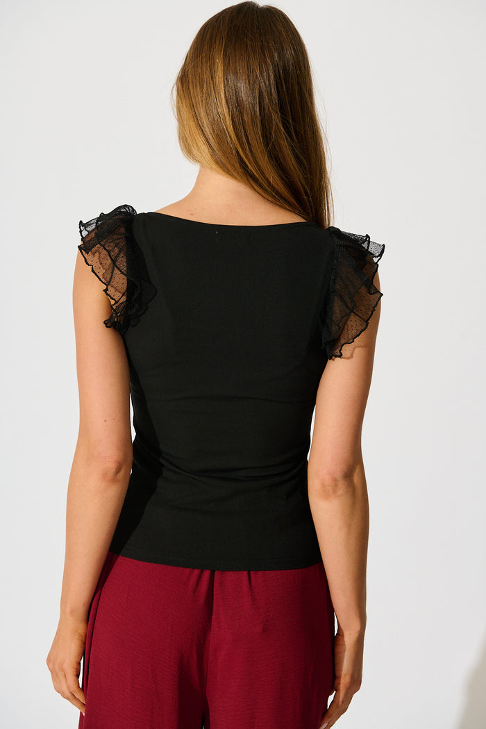 Veil of Dots Top in Black Jersey back